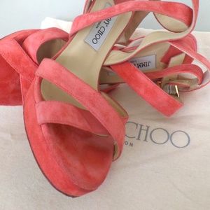 Pink Suede Open Toe Jimmy Choo Heels
